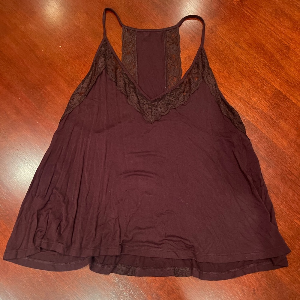 American Eagle Outfitters Soft & Sexy Burgundy Lace Trimmed Tank
